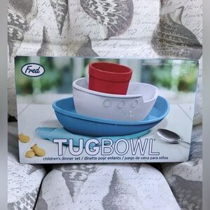 NEW Sealed Box FRED Tugbowl Tugboat Dinner Set Cup Plate Dish Bowl Ship Fun Food
